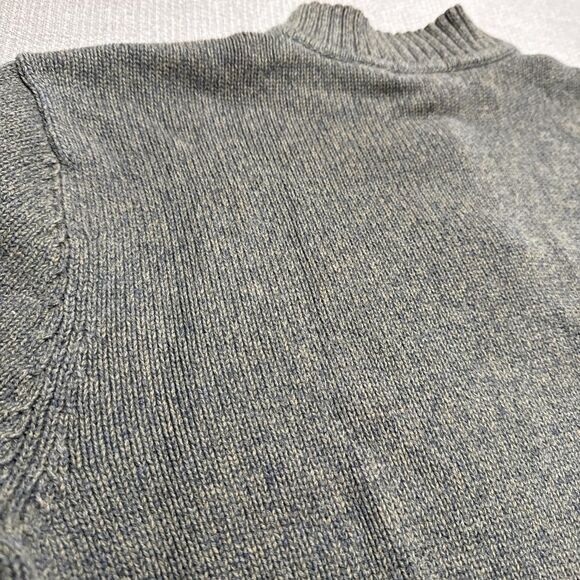 Vtg Saddlebred Brown Green Gray Marled Knit Quarter Zip Cotton Sweater Preppy L - Picture 5 of 5